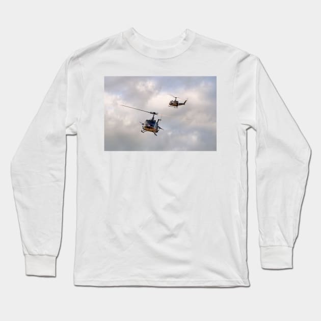 Bell UH-1 Iroquois Helicopters - (A Pair of Hueys) Long Sleeve T-Shirt by SteveHClark